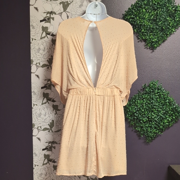 Chic Peach Bat Wing Style Mini Dress - Picture 5 of 7